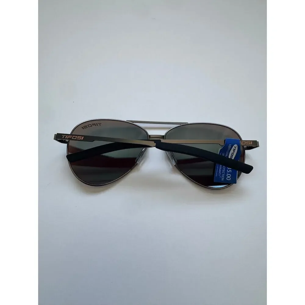 NEW Tifosi Shwae Graphite Smoke Blue Mirror Double bar Aviator Sunglasses